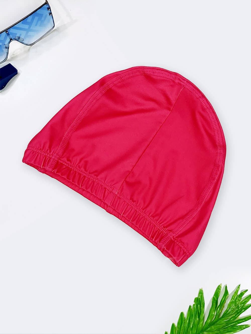 کلاه شنا پارچه ای سرخابی رنگ قابل استفاده برای بزرگسالان و کودکان