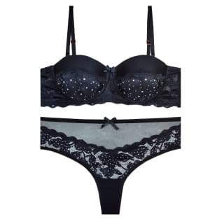 ست لباس زیر زنانه مکسوریا مدل اسفنجی نگین دار لوکس طرح Diamond