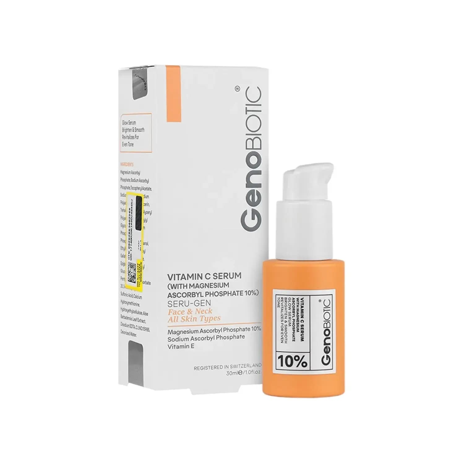 سرم ویتامین C ژنوبایوتیک حاوی منیزیم آسکوربیل فسفات حجم 30 میلی لیتر