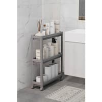 شلف حمام 3 طبقه چرخ دار اوماش Om9754 طوسی