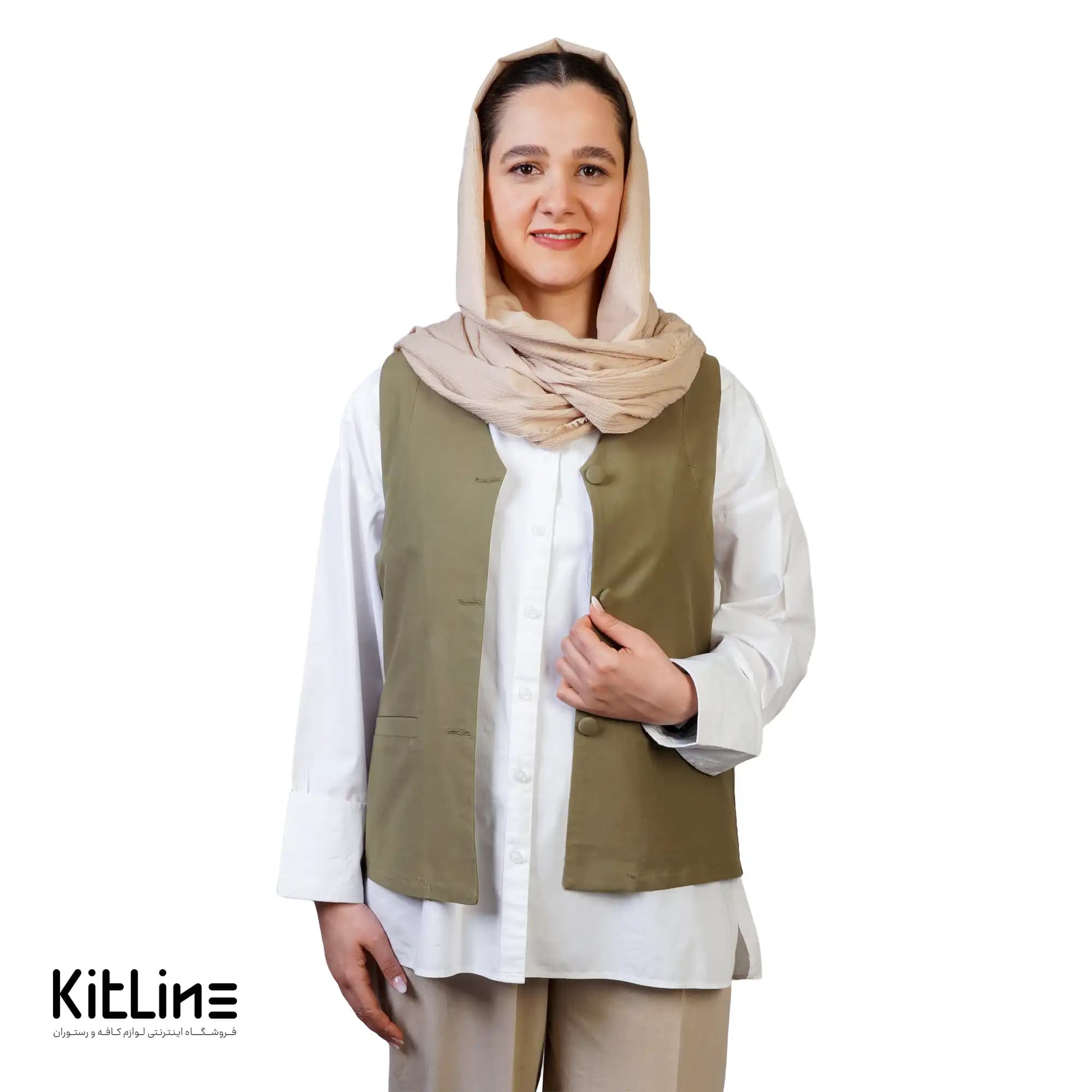 جلیقه زنانه کتان سبز S.R