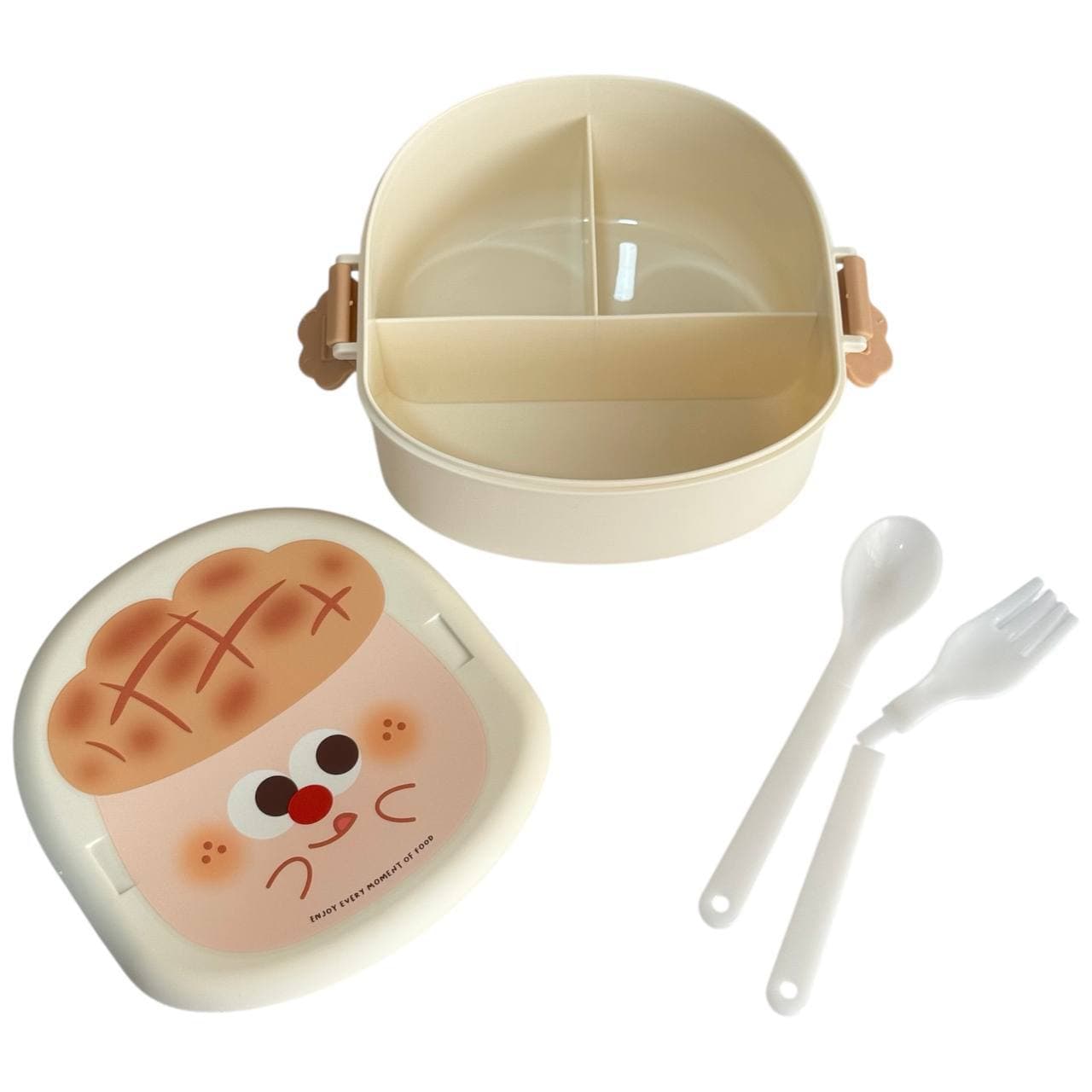 ظرف غذای گرد رنگ استخونی