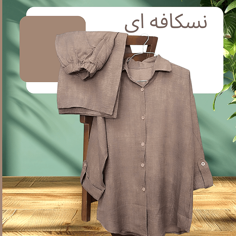 ست شومیز شلوار گازوئیلی آستین پاگن دار سایز 38 تا 48