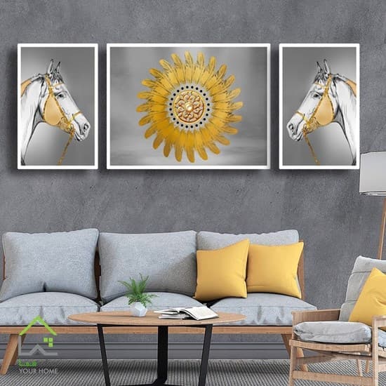 تابلو سه تکه مدرن طرح اسب