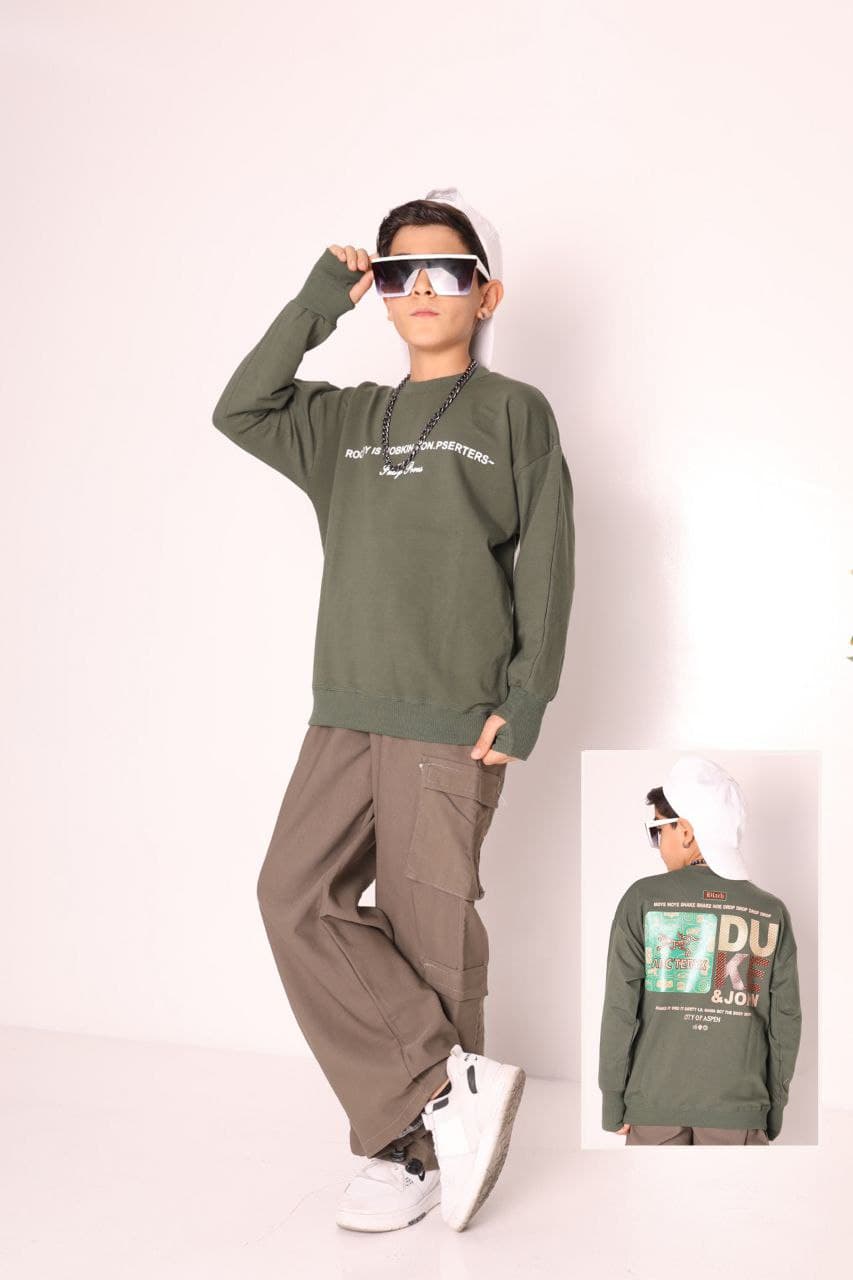 دورس تک آستین فینگر دار پشت چاپ اسپرت مناسب 7 تا 16 سال شناسه :665