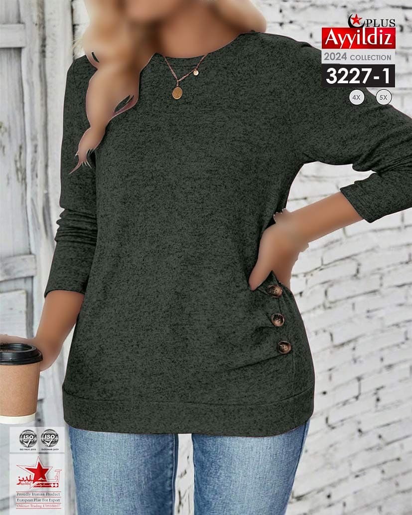 بلوز آستین بلند زنانه سایز بزرگ کد 3227