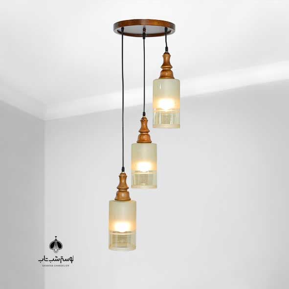 لوستر آویز 3 شعله گرد السا استوانه دارکار