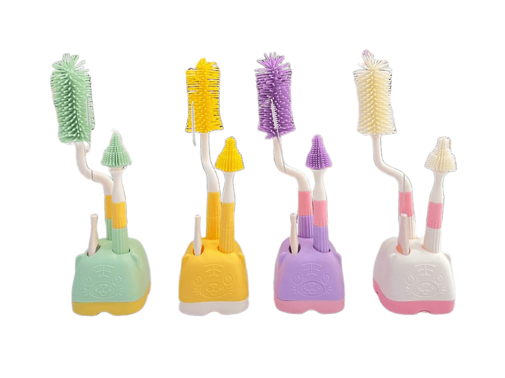 شیشه شور سیلیکونی پایه دار لوازم نوزاد طرح گربه (4 تکه)