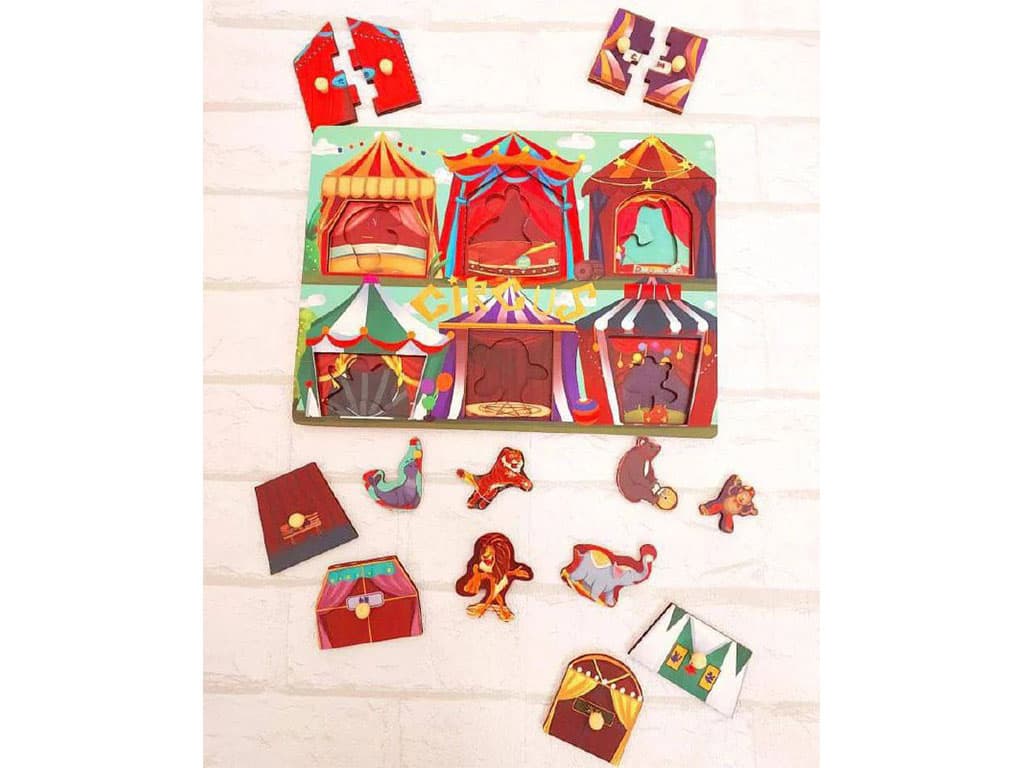 جای گذاری پین چوبی چند لایه اسباب بازی