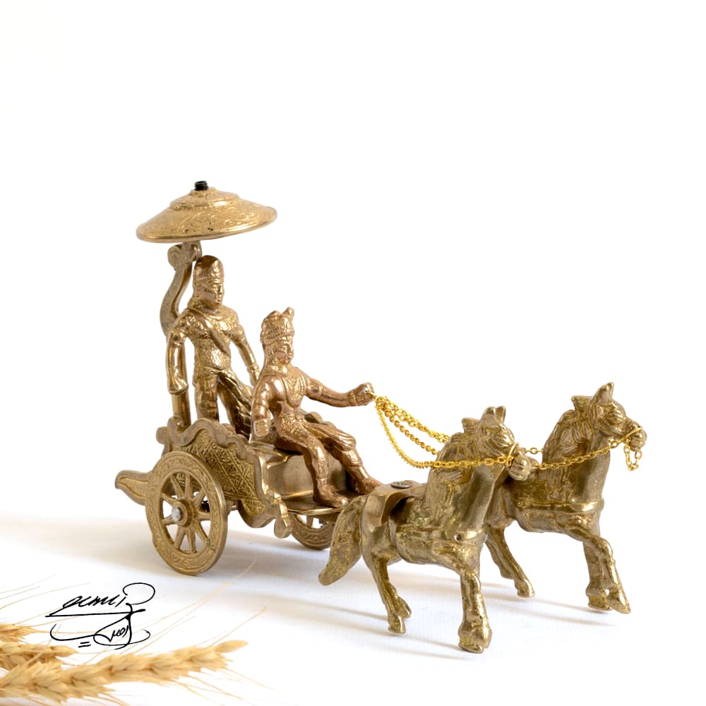 کالسکه دو اسب برنزی دکوری کد 1005