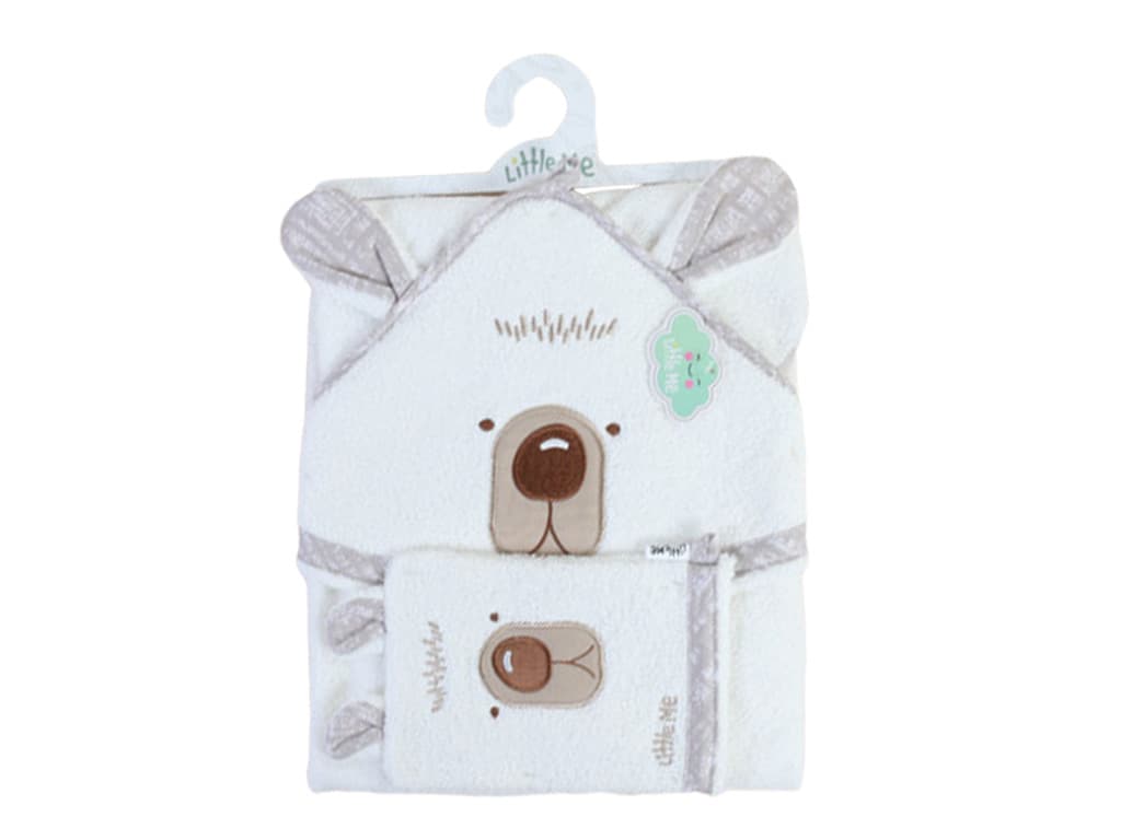 حوله کلاهدار و لیف نوزادی پسرانه لیتل می little me