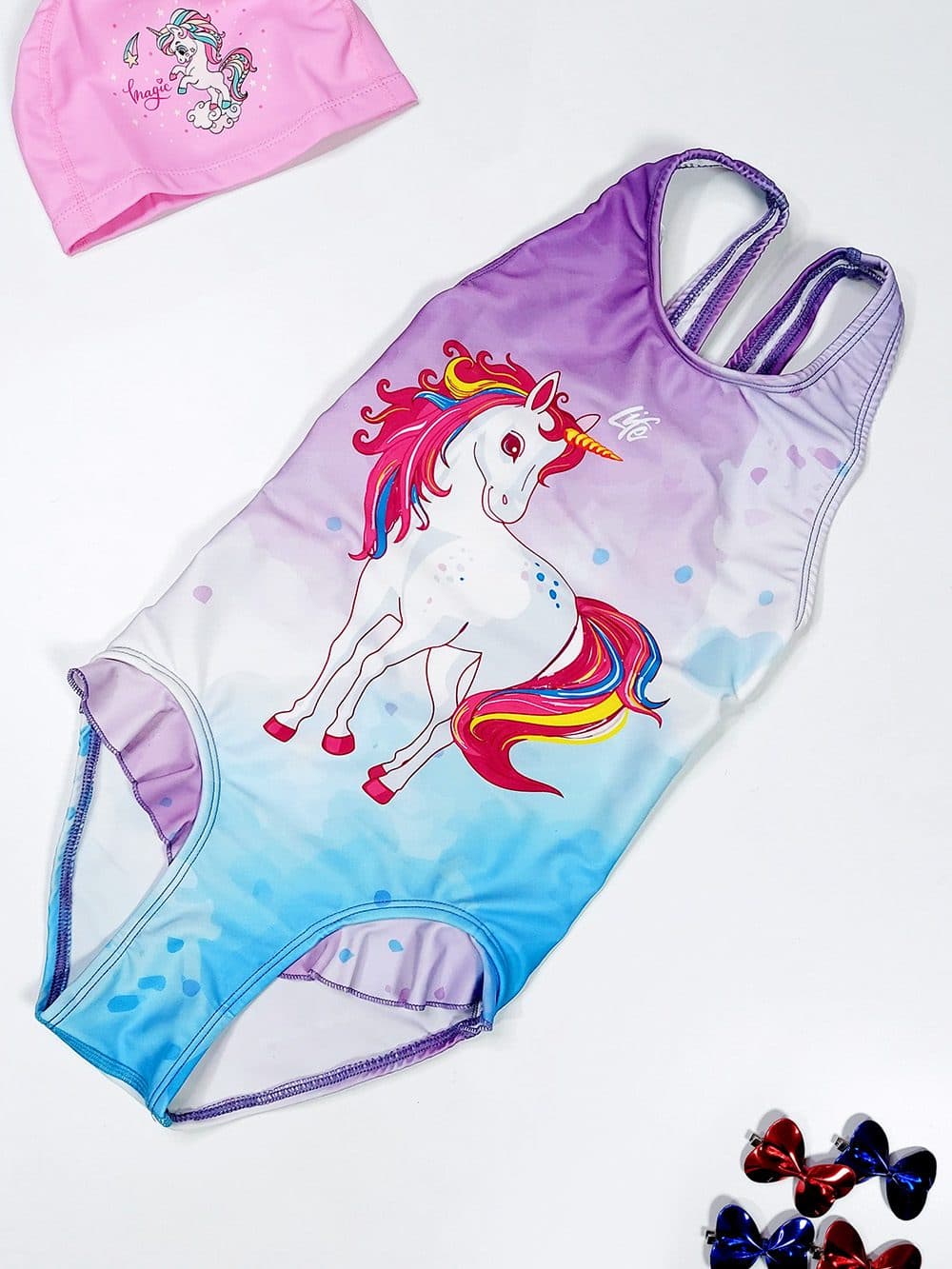 مایو بچگانه دخترانه اسلیپ پشت قهرمانی اسب تک شاخ نقلی برای استخر لایف ( Life )