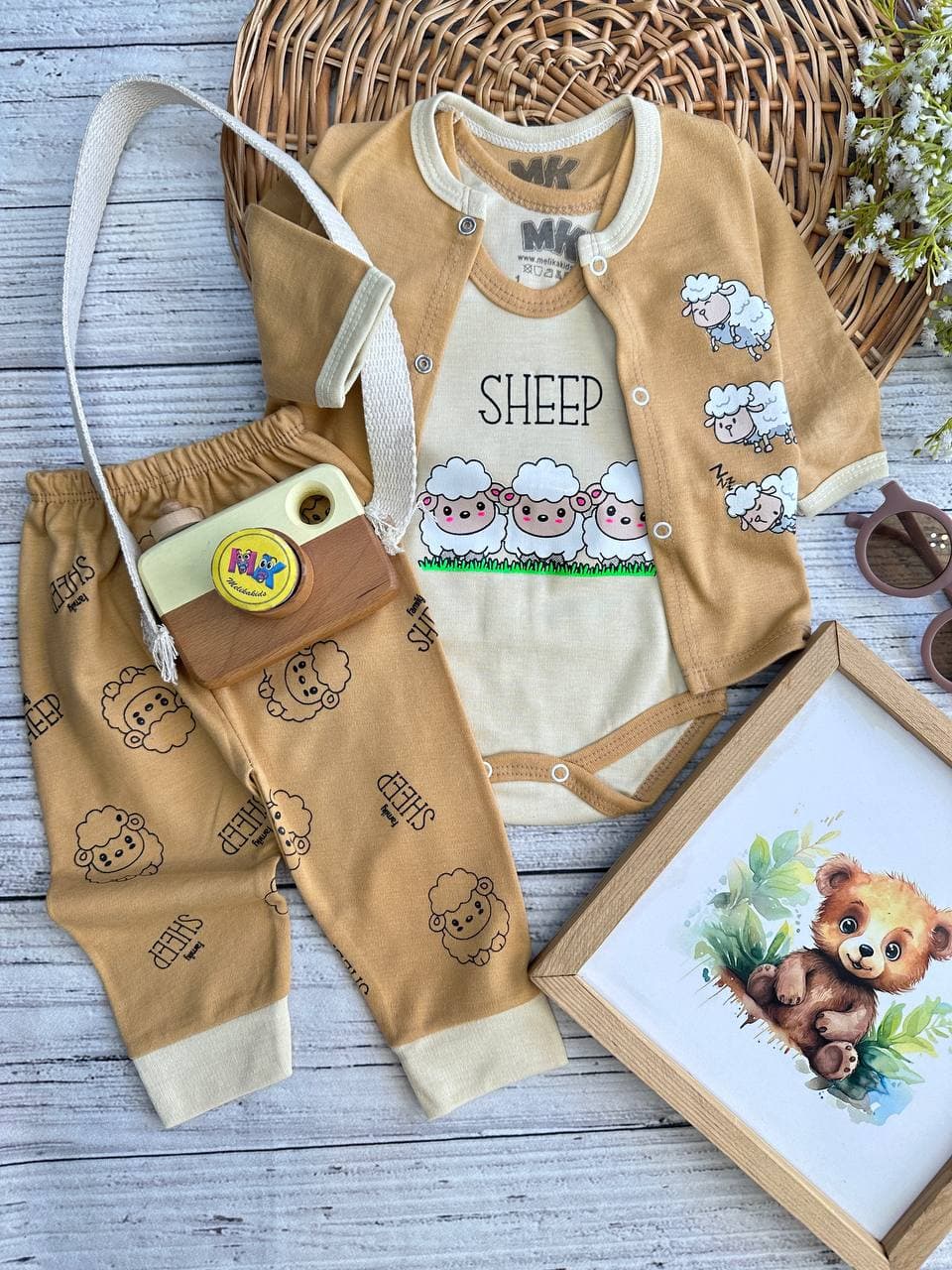 سه تکه طرح سه ببعی نسکافه ای نوزادی و کودک کد 117229