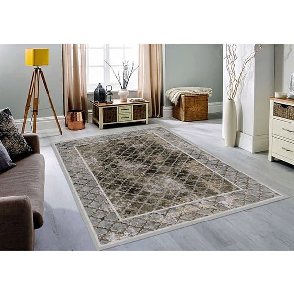 کاور فرش طرح مدرن طلایی نگین ترمه مدل 249