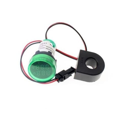 ولتمتر و آمپرمتر AC چراغ سیگنالی سبز رنگ مدل AD101-22VAM