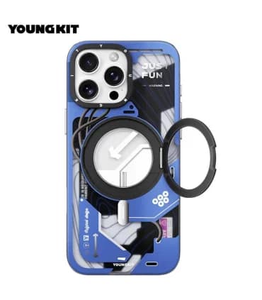 قاب یانگ کیت ایفون 16 پرومکس Youngkit Cyberpunk 360 rotation Ring Stand bl11 Iphone 16 Pro Max