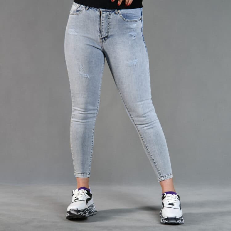 شلوار جین اسکینی آبی یخی کد 19248