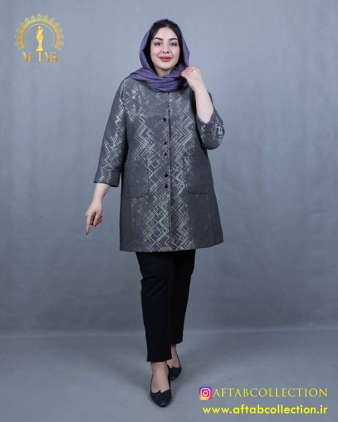 مانتو ژاکارد جفت دکمه سایزبزرگ 5588