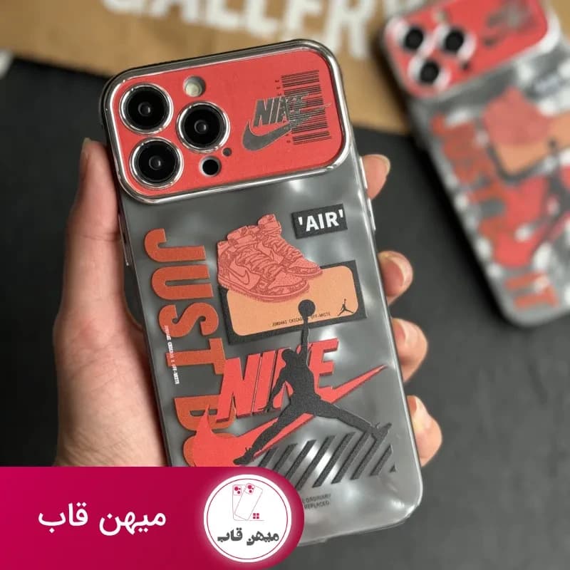 قاب موبایل آیفون نایک جردن بارکد قرمز محافظ لنزدار