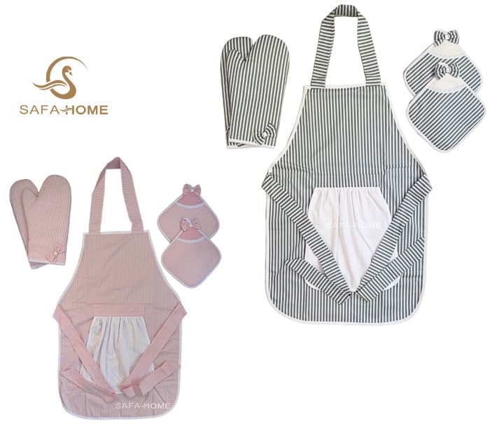 سرویس آشپزخانه پارچه ای 5 تکه طرح خطی صفاهوم