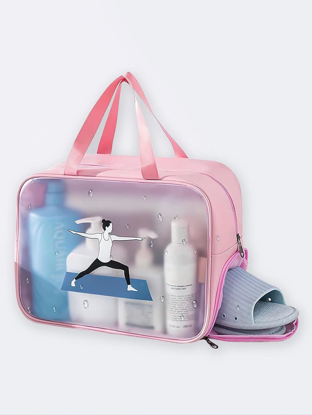 کیف شنا فانتزی زنانه و دخترانه صورتی رنگ طرح یوگا بصورت جاکفشدار و ضد آب