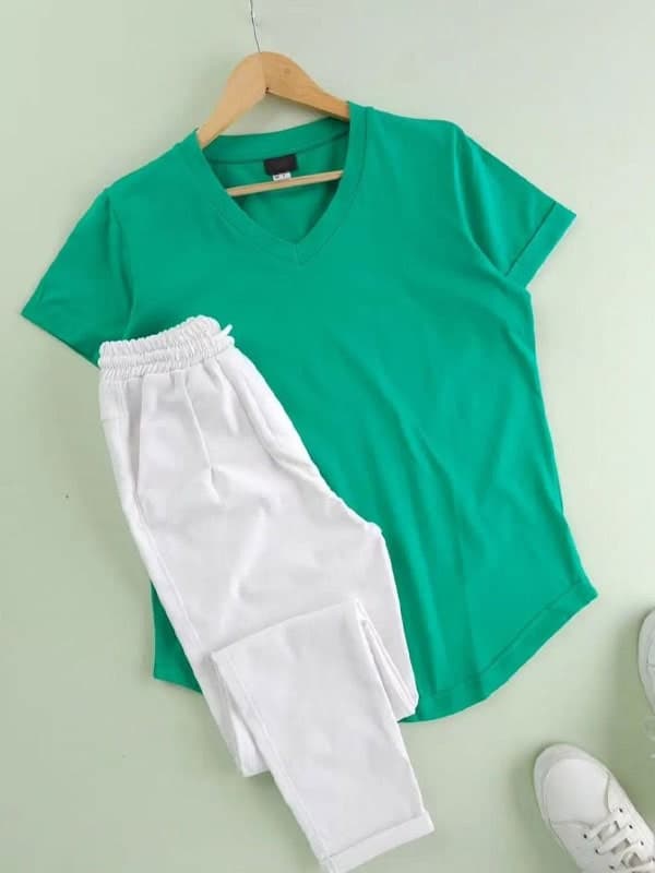 ست دخترانه تیشرت و شلوار مدل بیسیک