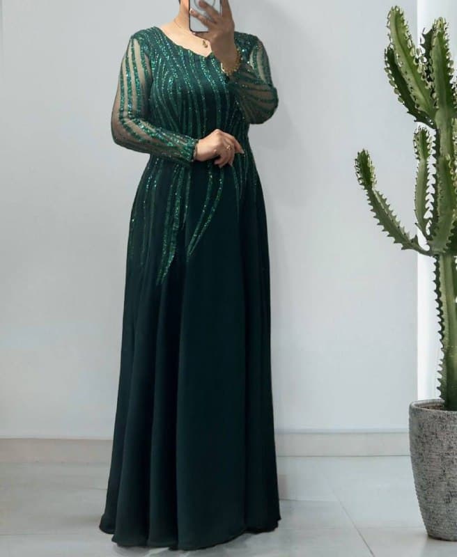 لباس مجلسی و شب ماکسی مدل پرنسا طرح خطی