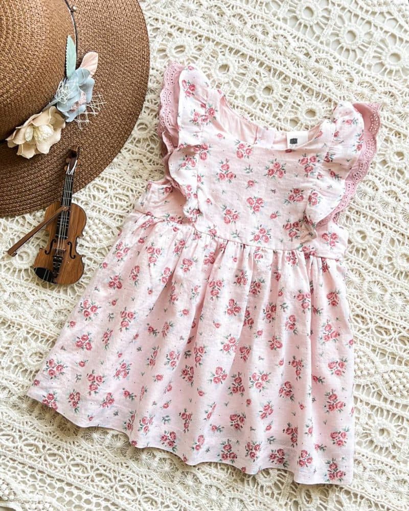 پیراهن صورتی گل رز h&m