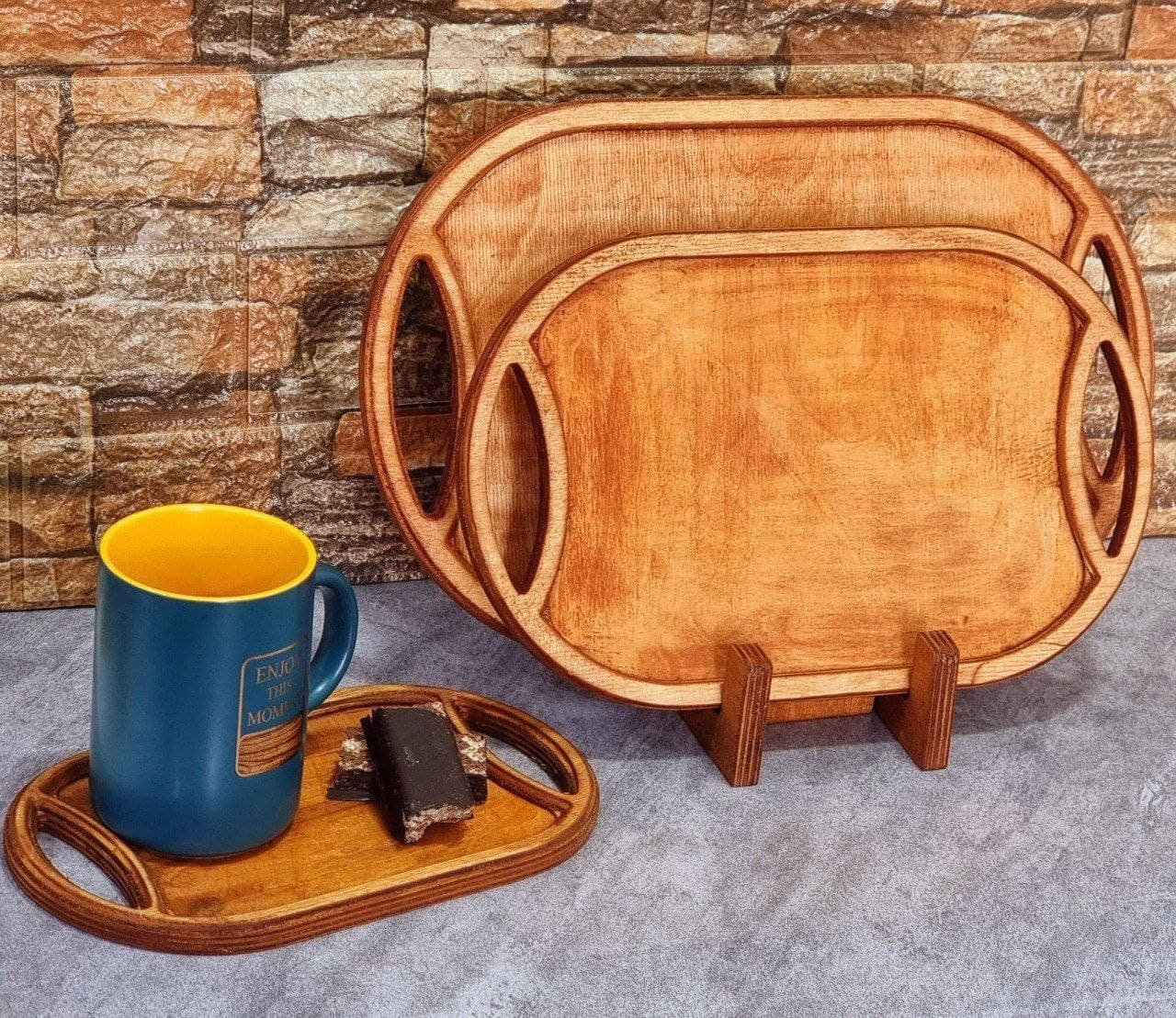 سینی سه تیکه بیضی دسته دار