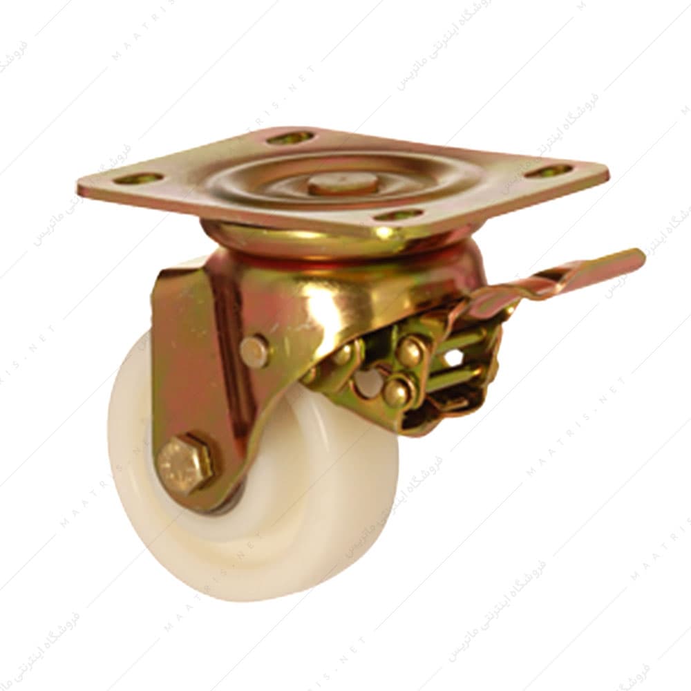 چرخ پلی آمید قطر 150 میلی متر با اسکلت گالوانیزه بلبرینگ دار ترمز دار