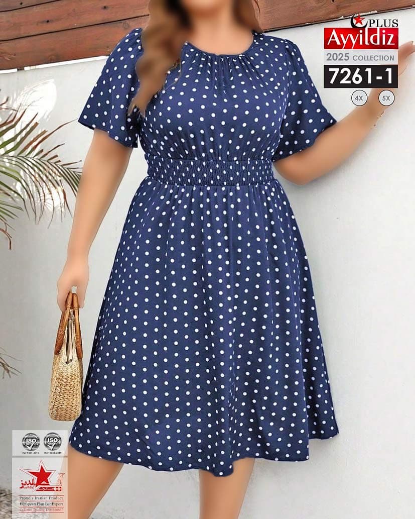 پیراهن زنانه کمر کش سایز بزرگ کد 7261