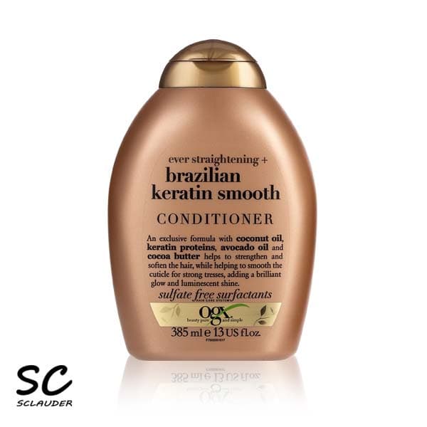 شامپو صاف و براق کننده مو کراتین برزیلی اوجی ایکس OGX حجم 385 میلی لیتر