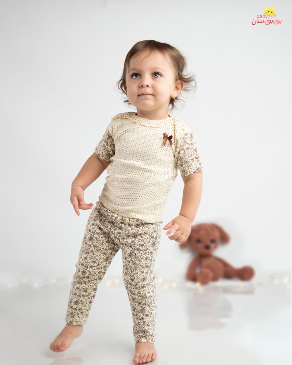 سرویس تکه باز پنبه دخترانه طرح پاپیون