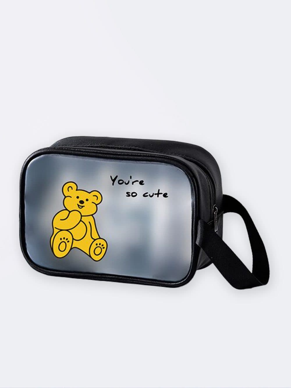 کیف وسایل استخر و شامپو شنا فانتزی دخترانه و زنانه طرح خرس مشکی رنگ