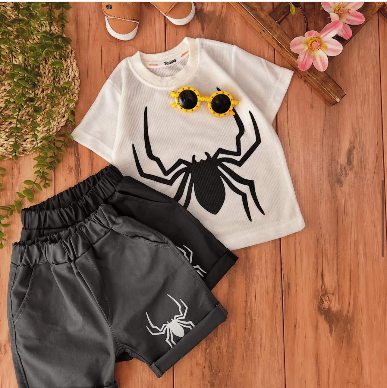 تیشرت شلوارک بیسکوییتی شلوارک کتان عنکبوت