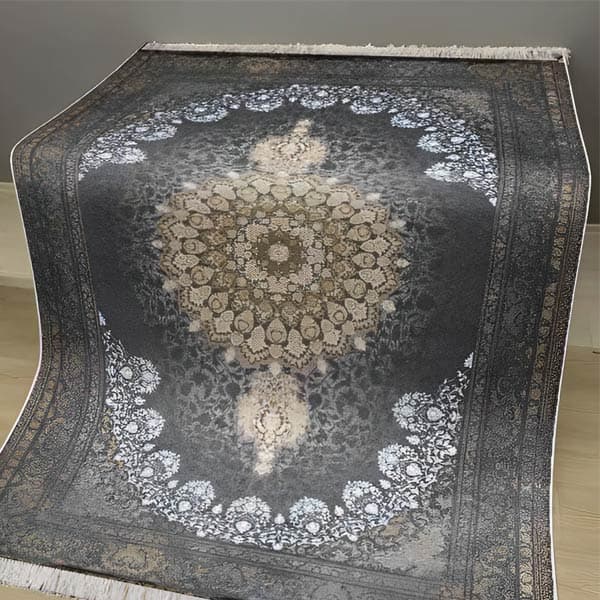 کاور فرش مخمل طوسی نگین ترمه مدل 329