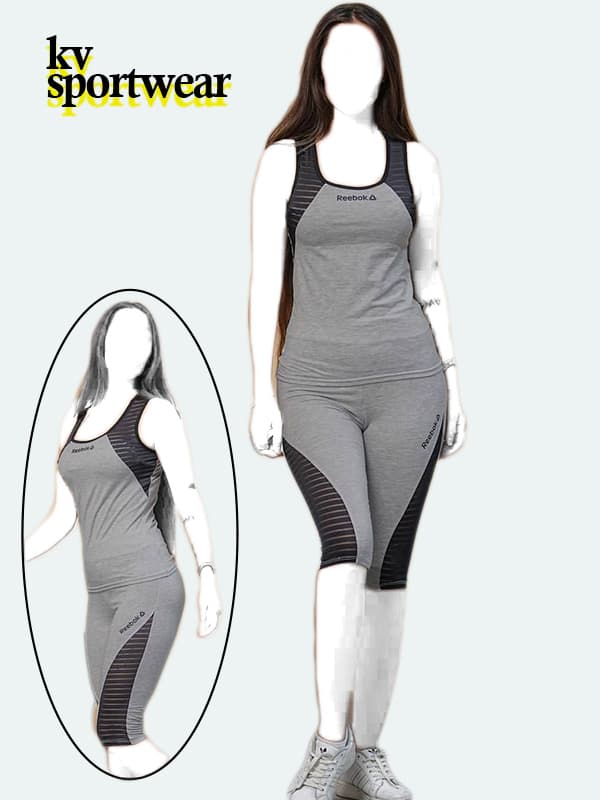 ست تاپ شلوارک ملانژ ورزشی زنانه Reebok کد 001