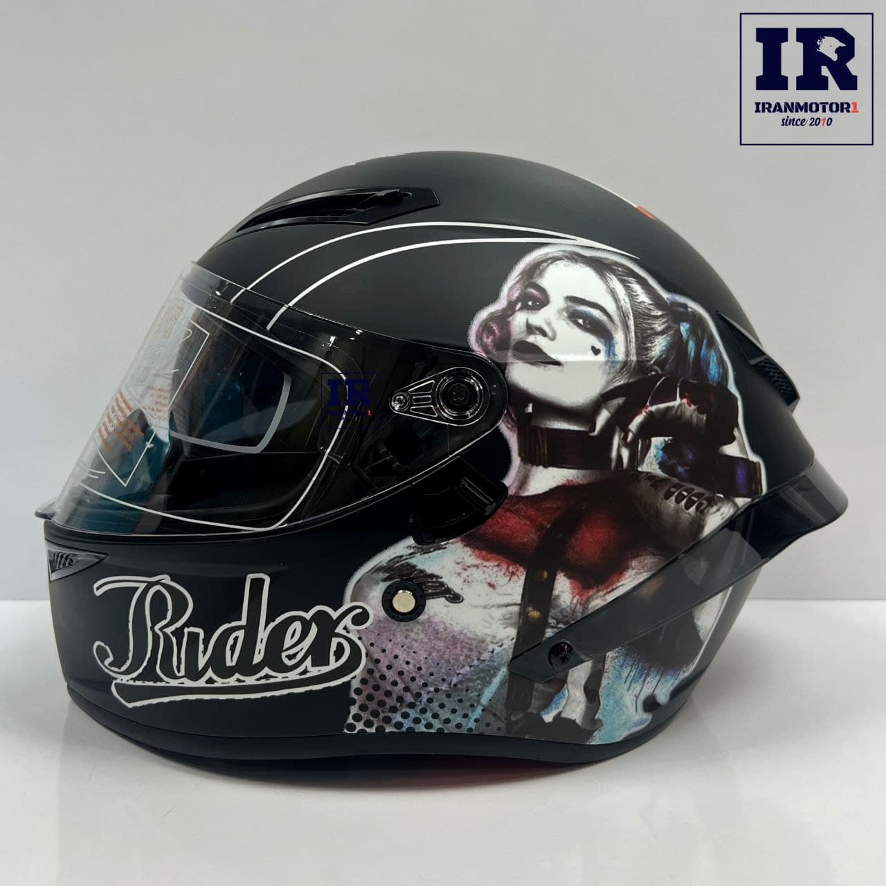 کلاه کاسکت فک ثابت عینک دار کایک Qike – مشکی هارلی کویین