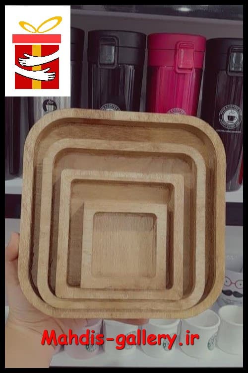 سینی چوبی 3عددی مربع