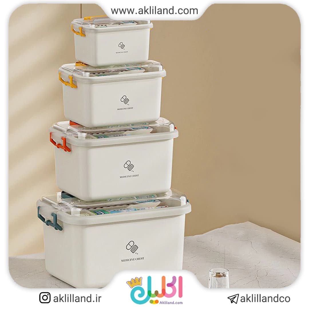 جعبه دارو بزرگ دسته رنگی
