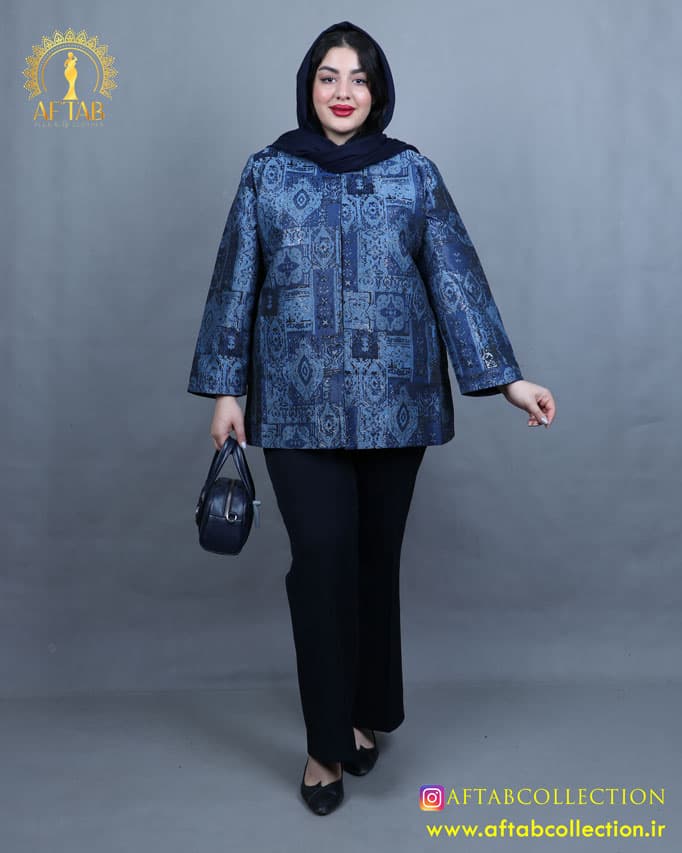 مانتو ژاکارد کوبیسم سایزبزرگ 5437