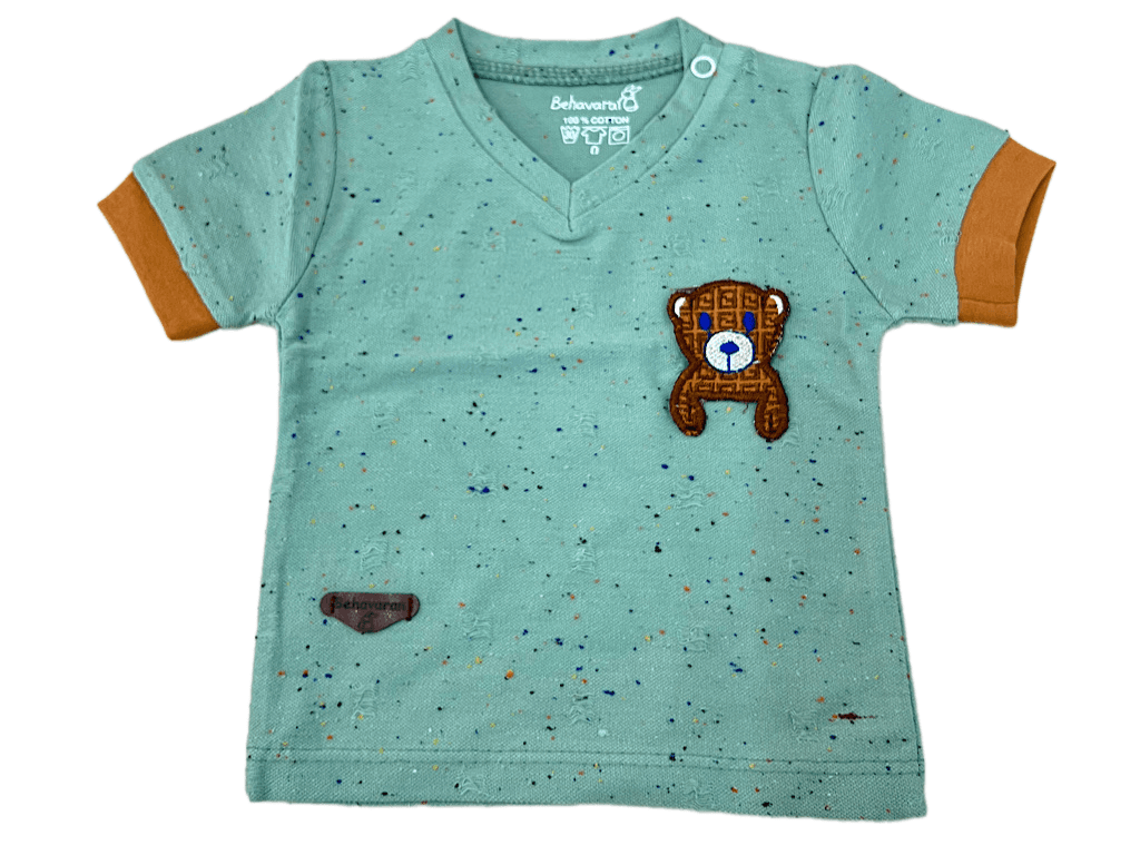 بلوز آستین کوتاه نوزادی پسرانه طرح فندی به آوران behavaran