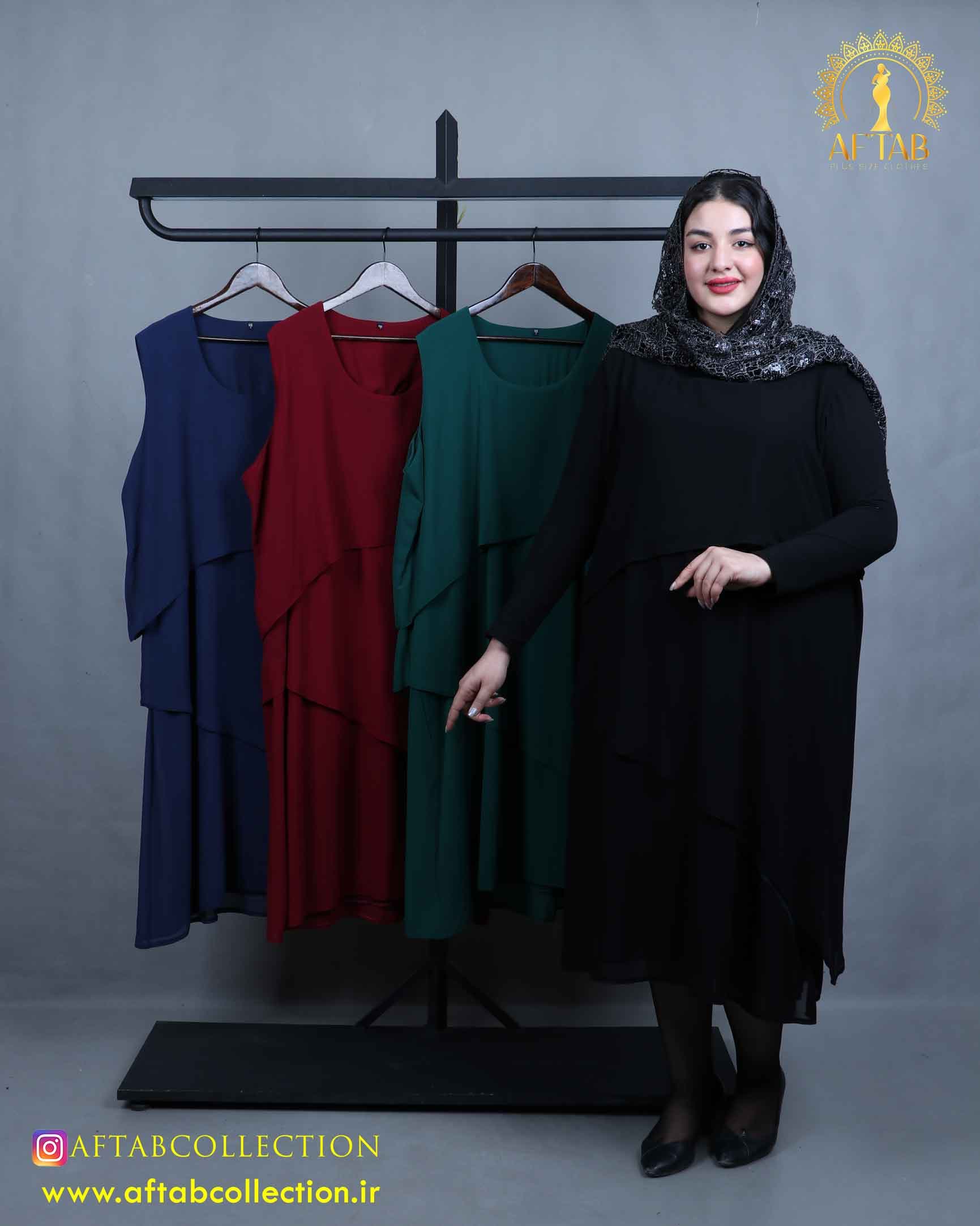 سارافون مجلسی کرپ حریر سایزبزرگ 5479