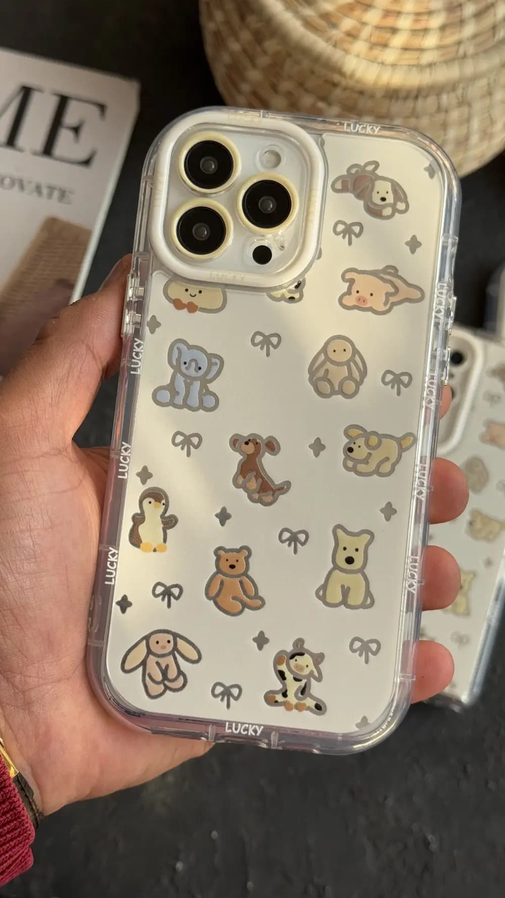 قاب موبایل آیفون انیمال فرندز پاپیون خرگوش و سگ و خرسی - کد (۵۸۵۷۵)