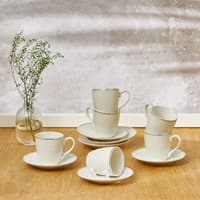 ست قهوه خوری ۶ نفره امسان Lora سفید 90 میلی