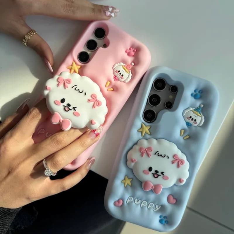 کاور کوشی آیفون puppy پاپ سوکتی آبی و صورتی