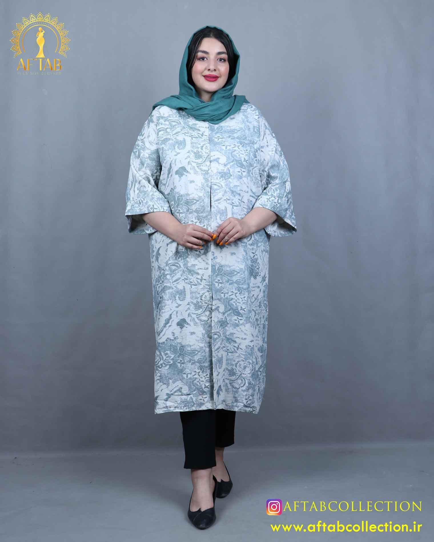 مانتو سوفیا بلند آستین کیمونو سایزبزرگ 5680