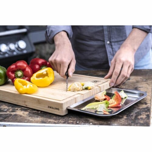 تخته برش زولینگ +سینی استیل باربیکیو ۳۰*۳۹ zwilling bamboo cutting board BBQ
