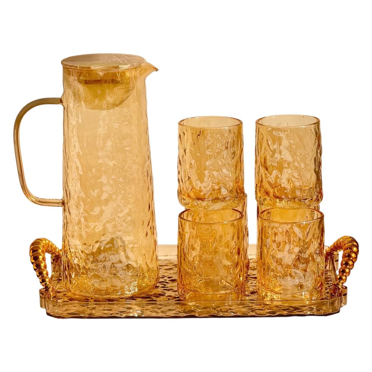 ست پارچ و لیوان طلایی مدل یخی