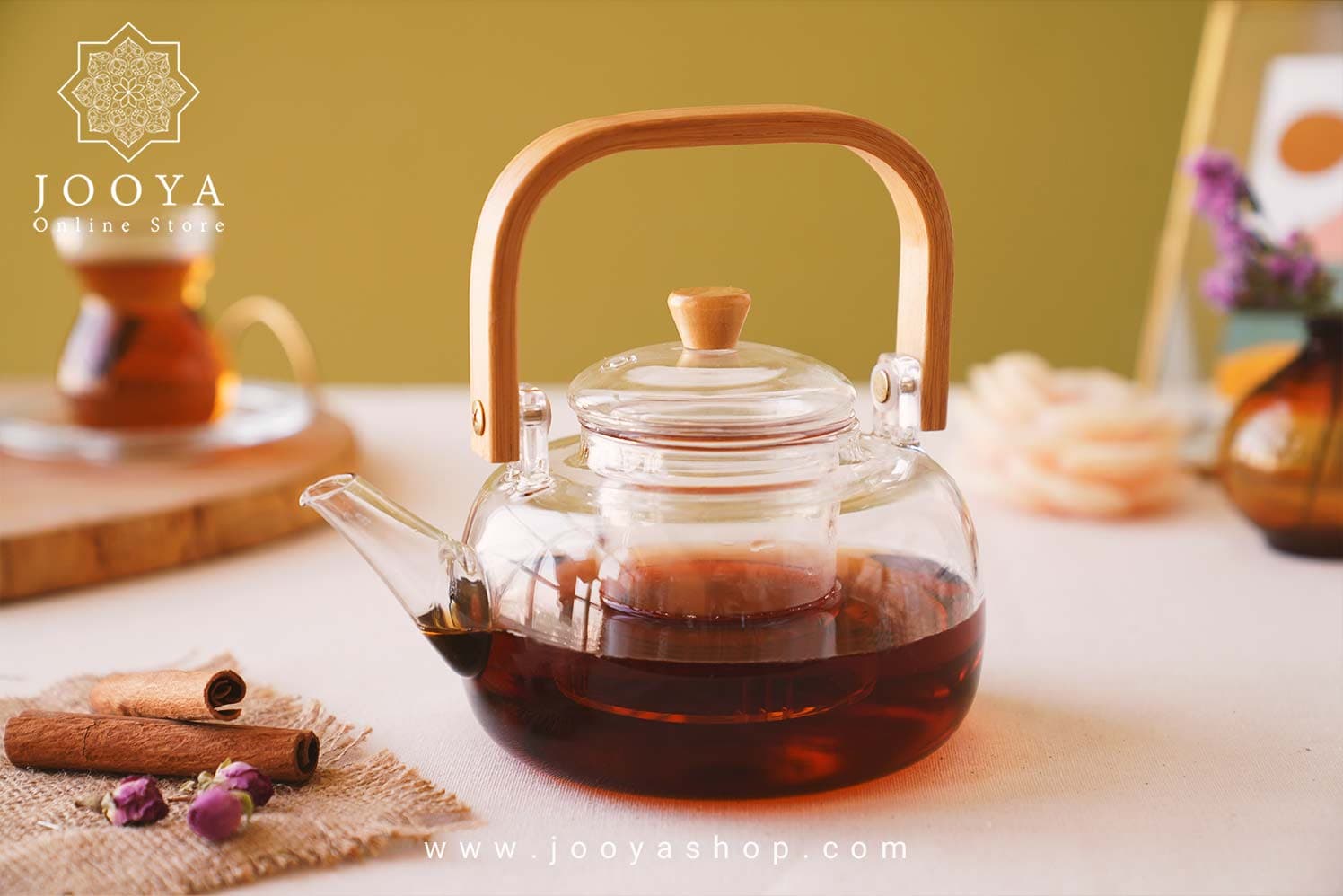 قوری پیرکس دسته بامبو ماهلین